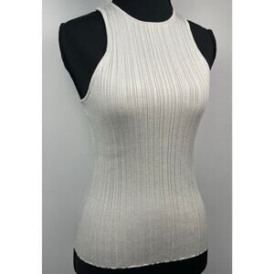 Madewell Silver Ribbed Racerback Tank Top Size S